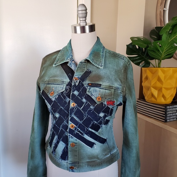 VINTAGE Parasuco Patchwork Denim Jacket Size Medium! - Picture 6 of 16